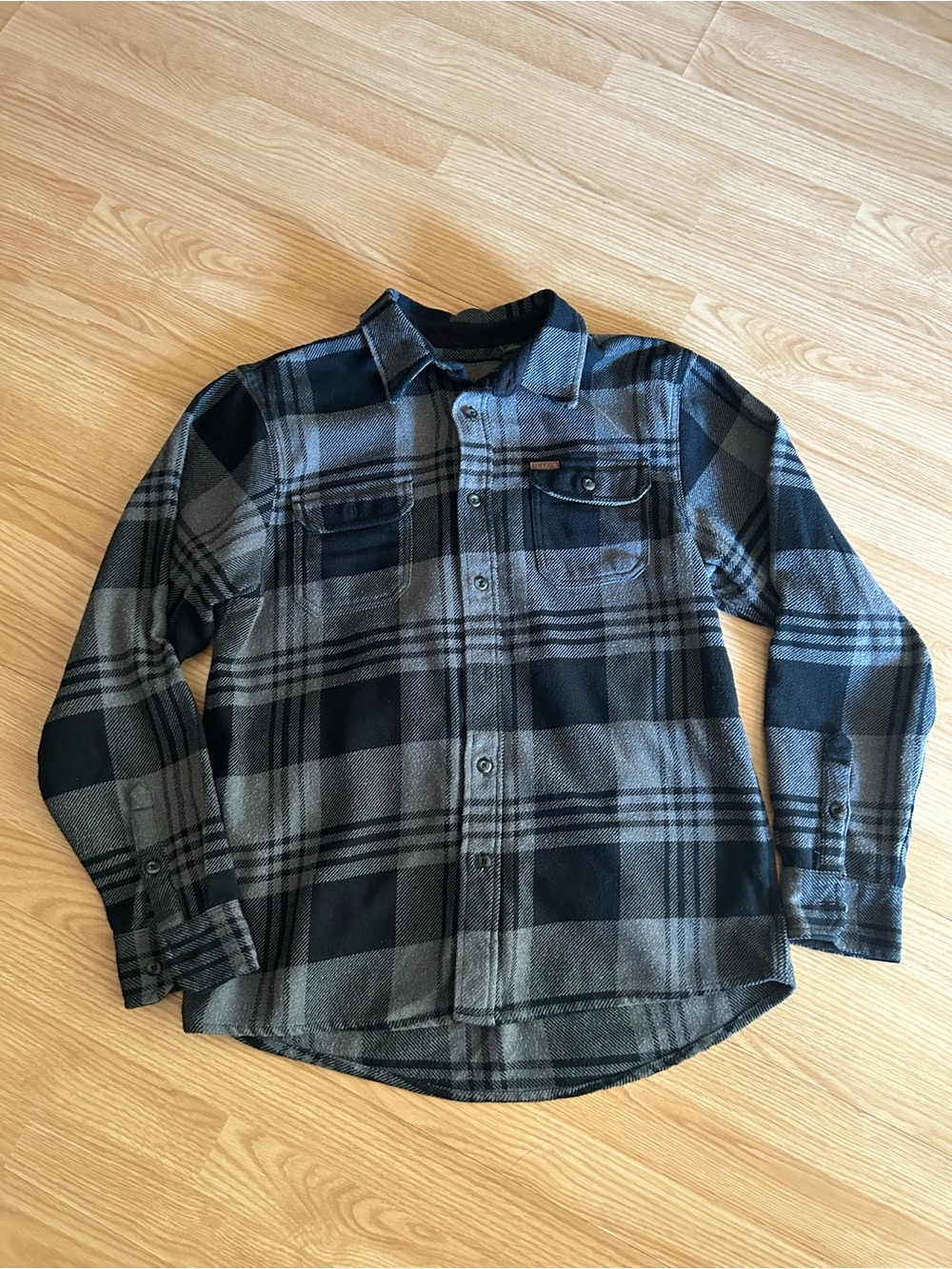 Orvis Black Gray Plaid Heavyweight Flannel Shirt Men’s Large